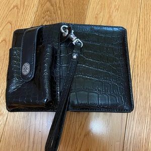 Shiny Black , alligator print small